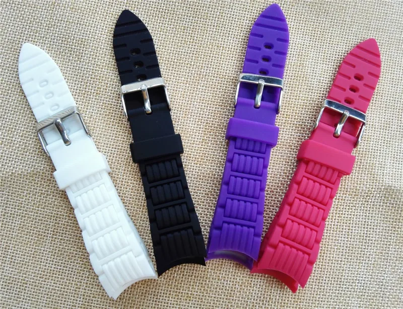 

18mm 20mm Silicone Rubber Radian / Arc Degree Strap Watch Parts Watch Band Watchband Pin Buckle For Diving Wrist Watch + Tool