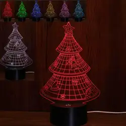 Творческий Рождественская елка ночник 3D Touch Управление красочные светодио дный небольшая настольная лампа