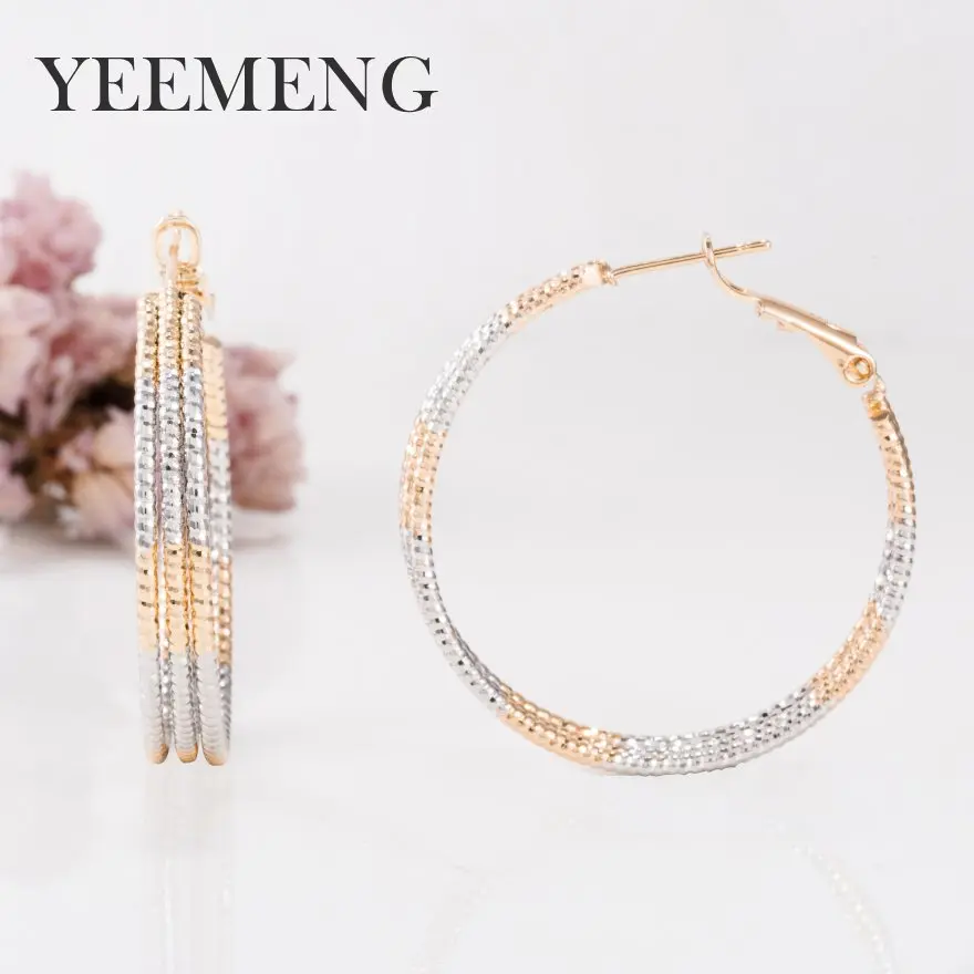 

YEEEMENG Women Gold Silver Color Metal Big Circle 3 Layered Textured Large Round Hoop Earrings For Women Sexy Fashion Jewelry