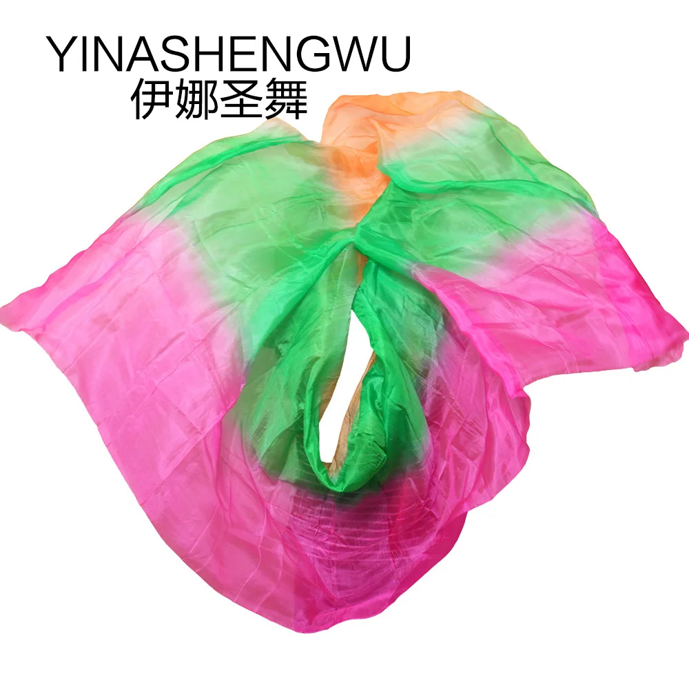 

Silk Belly Dance Veils Shawl Scarf Belly Dance Practice Performance Silk Veils rose+green+orange