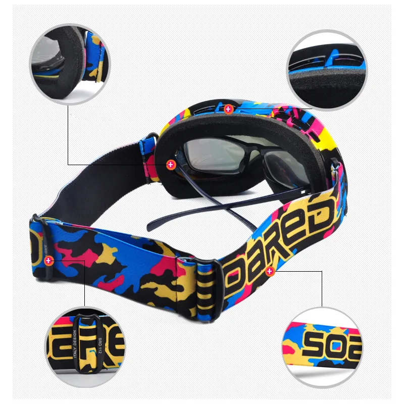 Onedoyee profesional niños gafas de esquí para niños Snowboard gafas de esquí UV400 nieve protección Anti-niebla máscara de esquí