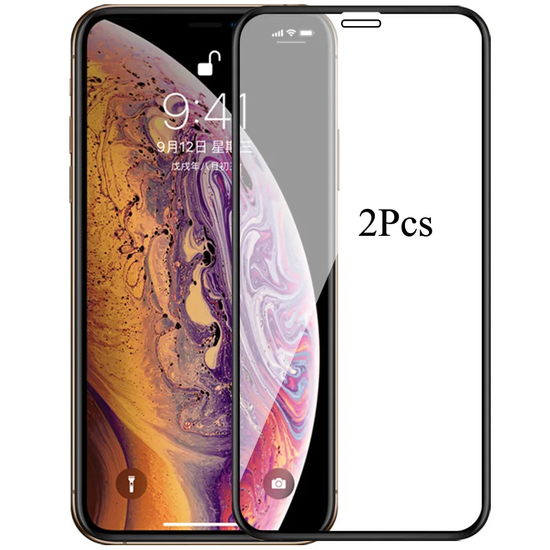 

2Pcs Full Cover Tempered Glass On iPhone XR XS Max 7 8 Plus Screen Protector for iPhone 6 6S Plus X Screen Protective Glass Case