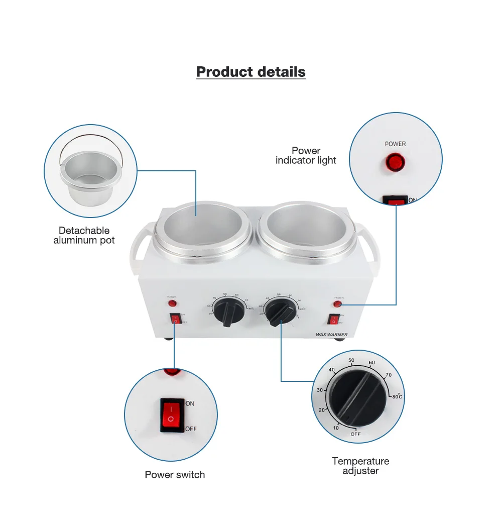 Профессиональные двойные горшки нагреватель для воска для Эпиляции Машина восковой нагреватель ручной спа для ног Эпилятор инструмент для удаления волос Маникюрный Инструмент для ногтей