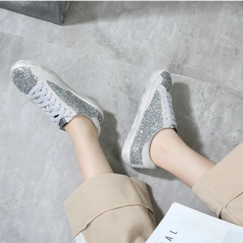 JINBEILEE Net Red Small Dirty Skateboard Shoes Female Stars Casual Shoes Five-pointed Star Small White Female Sequin Shoes JINBEILEE Net Red Small Dirty Skateboard Shoes Female Stars Casual Shoes Five-pointed Star Small White Female Sequin Shoes