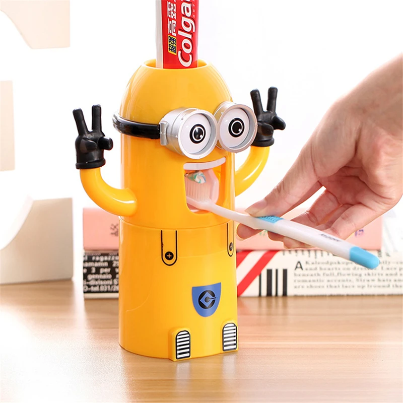 Eco Friendly minions toothpaste dispenser bathroom accessories automatic toothpaste dispenser