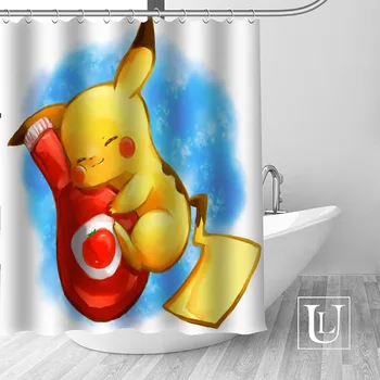 

Pokemon Pikachu Shower Curtains Custom Design Creative Shower Curtain Bathroom Waterproof Polyester Fabric