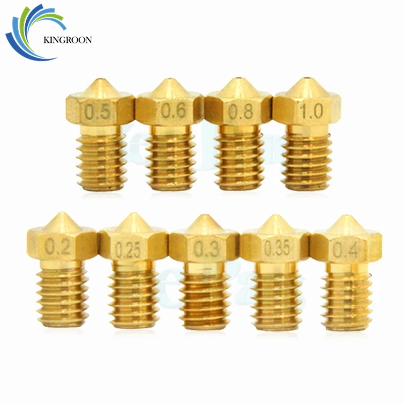KingRoon 10 шт. V5 V6 E3D сопло 0,2 0,3 0,4 0,5 0,6 0,8 1,0 мм, деталь 3D принтера M6, полностью металлический с резьбой для экструдера 1,75 мм|parts 3d printer|0.2mm nozzlenozzle 0.5 | АлиЭкспресс