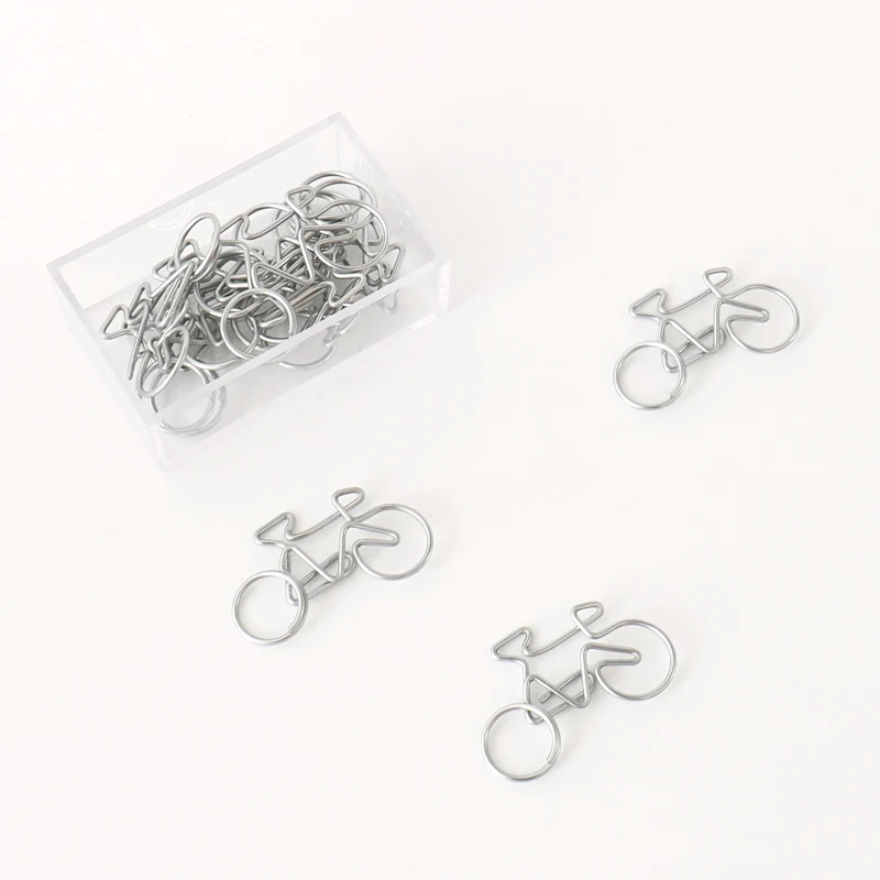 TUTU 10Pcs Cute Decorative Bicycle Shaped Paper Clips Scrapbook Memo Clip Metal Binder Paperclips Bookmark Stationery H0318