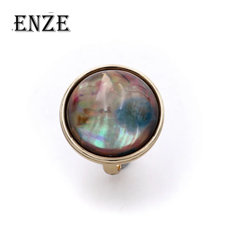 

Geometric Round Shell Pearl Lady Adjustable Ring Fashion women's clothing accessories gold rings for women Christmas gifts