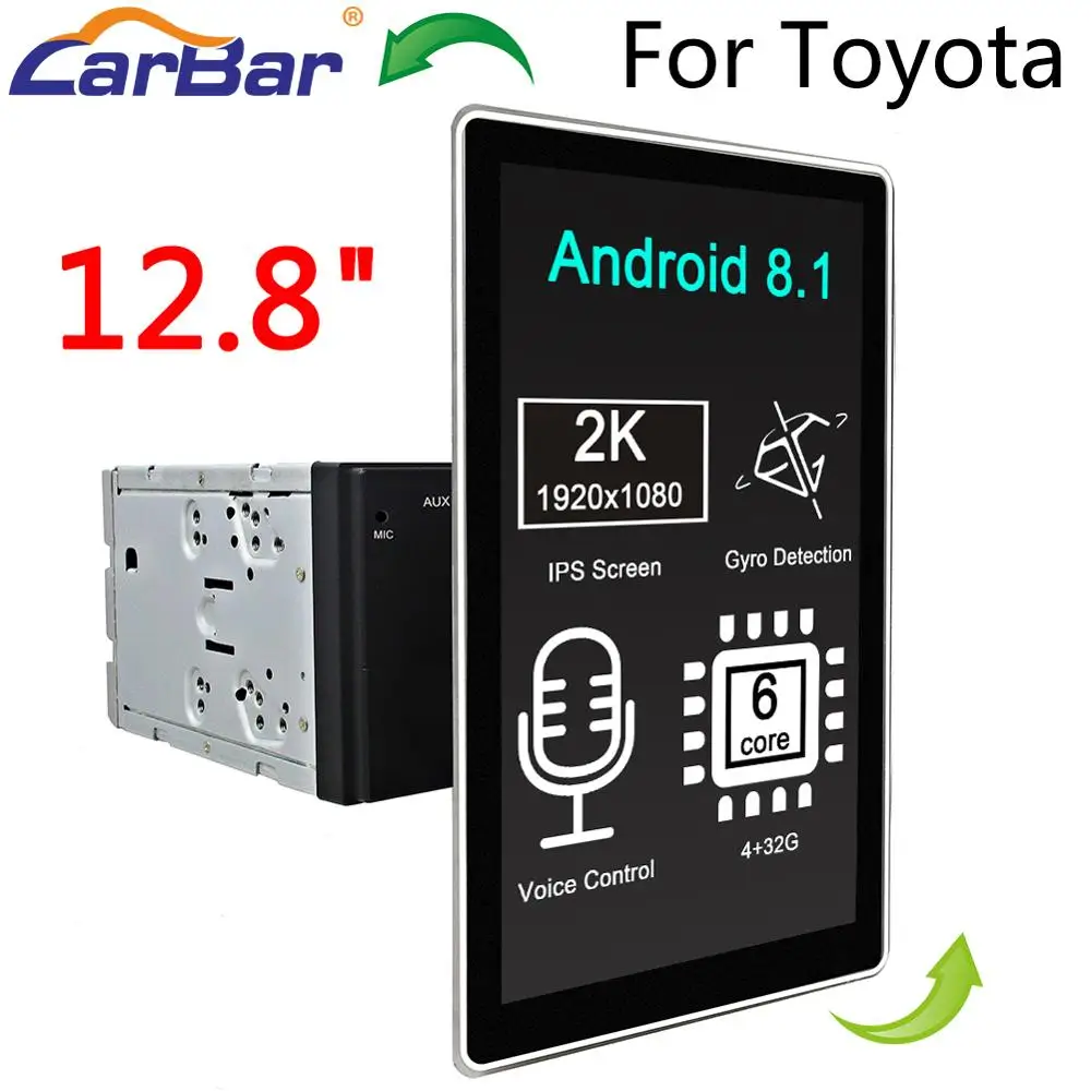 Carbar 12," Tesla стиль вращения ips экран Android 8,1 автомобильный DVD gps радио плеер для старой пластиковая пилочка для ногтей RAV4 Prado Vios