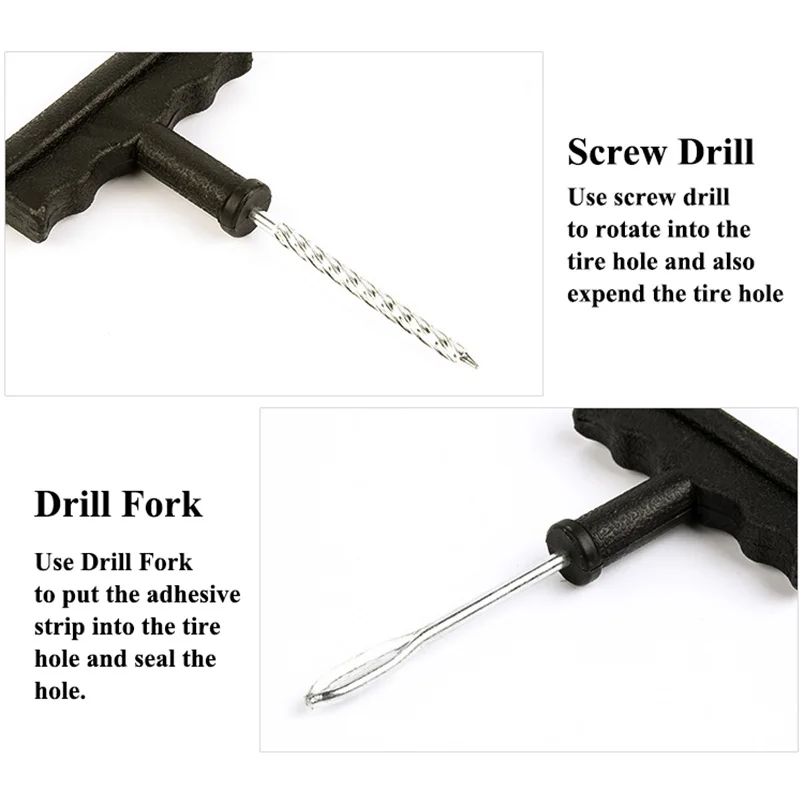 1set SEEYULE Emergency Car Tire Leak Repair Tool Tubeless Tyre Puncture Plug Repair Kit Block Air