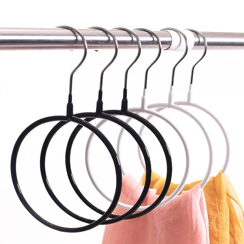 

Metal Multifunctional Clothes Hanger Round Ring Silk Scarf Storage Rack Shelf Toroidal Hanger Tie Garment Towel Holder