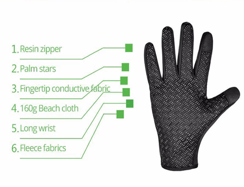 Мужские и женские зимние спортивные перчатки для бега, ветрозащитные перчатки для велоспорта, катания на лыжах, теплые перчатки на весь палец, перчатки для сенсорного экрана Uisex