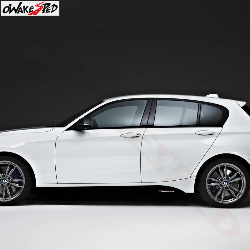  2pcs New Style M Performance Side Skirt Sill Stripe Decals Stickers For BMW 1 Series F20 F21 118i 1