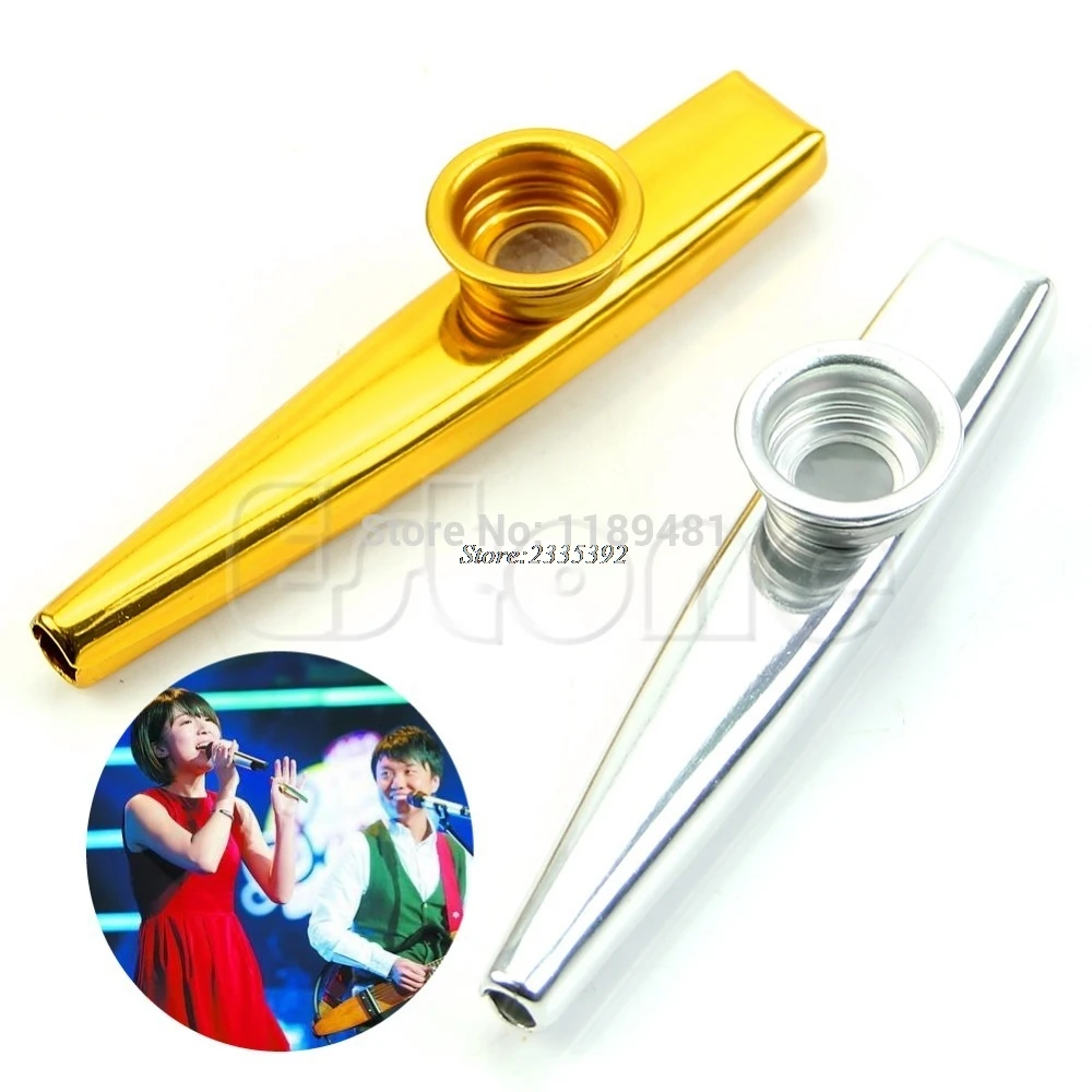 

Metal Golden Kazoo Mouth Harmonica Flute Kids Party Gift Kid Musical Instrument