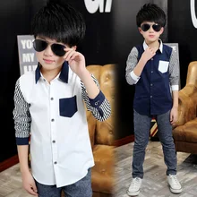 Рубашки для мальчиков новая осенняя стильная детская одежда с длинными рукавами Модная брендовая повседневная школьная рубашка для мальчиков