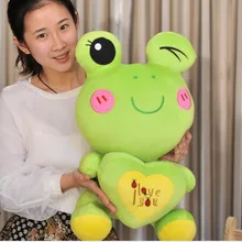 Средний зеленый милые плюшевые мультфильм лягушки милые мягкие игрушки лягушка куклы с сердцем около 50 см
