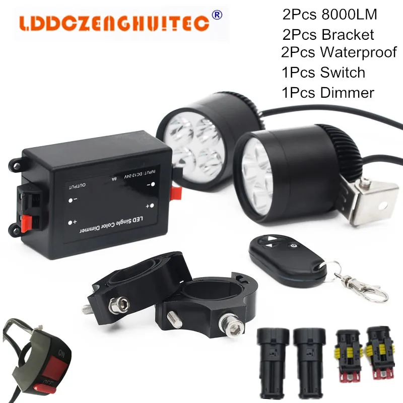 

LDDCZENGHUITEC UniversalLED Car Motorcycle Headlight DRL Fog light Spot Lamp Waterproof LED Motobike Light With Switch Set