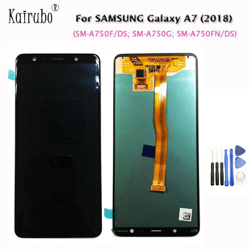 

1080*2220 Pixels 6.0" AAA Quality AMOLED LCD Screen For Samsung Galaxy A7 2018 A750 SM-A750F Display LCD Panel TFT Replacement