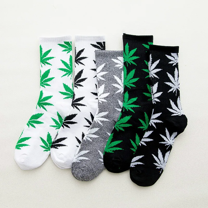 5 Pairs Lot Gift Box Men's Hemp Weed Happy Socks 2019 New Arrival 100% Cotton Male Female Unisex Funny Socks Thermal Crew Socks