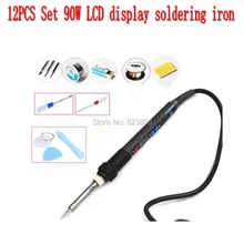 12 шт. комплект 90 Вт цифровой ЖК-дисплей Электрический паяльник постоянной паяльная станция Руководство термостат Температура Регулируемый l1234
