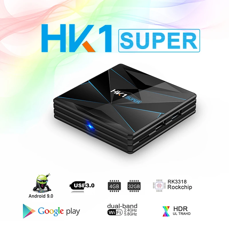 HK1 супер Android 9,0 ТВ приставка Rockchip RK3318 4 Гб ОЗУ 64 Гб ПЗУ USB 3,0 2,4G/5G двойной wifi BT4.0 HDR 4K 3D телеприставка медиаплеер