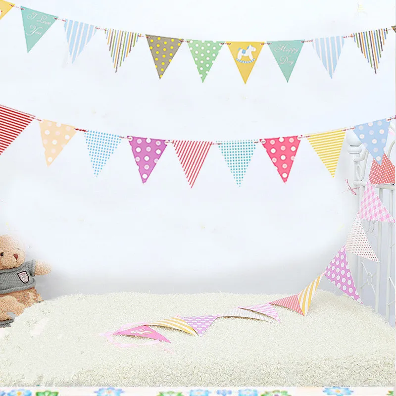 12 Flags 3.2m Colorful Cotton Bunting Banners Pennant Newborn Baby bed decor Shower Birthday Wedding Garland Flags Decoration 12 Flags 3.2m Colorful Cotton Bunting Banners Pennant Newborn Baby bed decor Shower Birthday Wedding Garland Flags Decoration