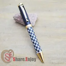 Шариковая ручка Jinhao 500 черно-белая шахматная доска черная крышка золотая отделка