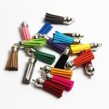 3,8 см серебряные разноцветные кожаные серьги с кисточками, 10 шт./лот, Очаровательные Подвески с кисточками для рукоделия, ювелирных изделий