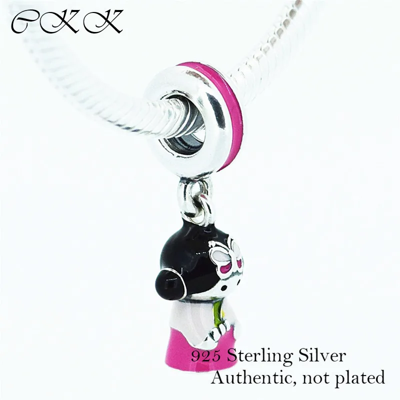 

Authentic 925 Sterling Silver Korean doll Beads With Mixed Enamel for Jewelry Making Fit Bracelets DIY YL076