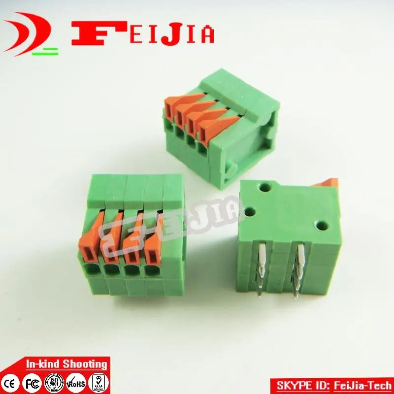 20 шт./лот 141R 2.54 4P 4Pin PCB пружинный клеммный блок ROHS разъем шаг 2 54 мм Бесплатная