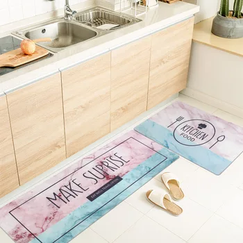 

45x120cm Fashion Long Kitchen Mat PVC Kitchen Rugs Make Suprise Printed Floor Mat Anti-slip Door Mats for Bedroom Carpets & Rugs