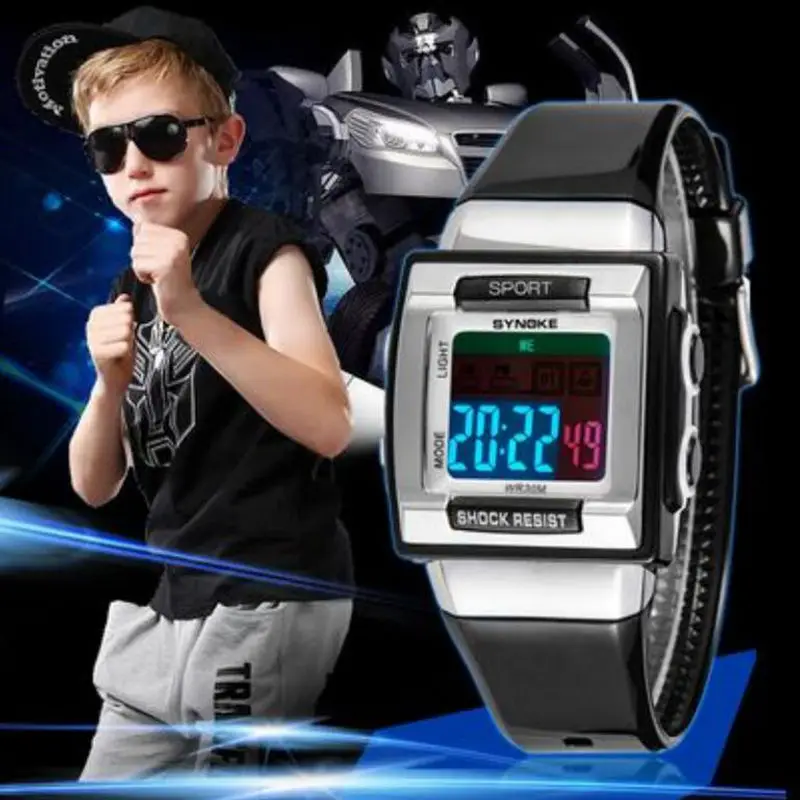 SYNOKE Kids Electronic Wrist Watch Digital Montre Enfant Shockproof Waterproof Children's Watches for Boys Girls Kid Shock Cloc