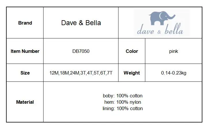 DB7050 dave bella/весеннее Платье с принтом для маленьких девочек детское платье для дня рождения и свадьбы детская одежда для малышей