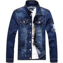 Denim Jacket Male 2017 Fashion Slim Long Sleeve denim Jacket Men’s Spider Print New Men’s Slim denim Jacket 130