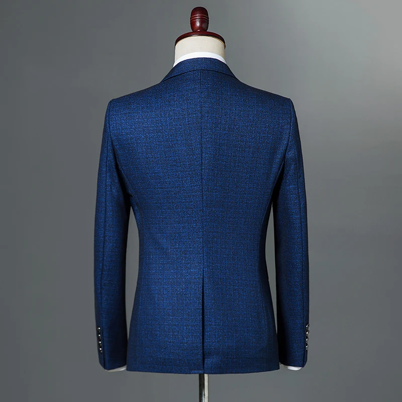Осенний классический мужской блейзер для досуга с одной пуговицей, приталенная деловая повседневная куртка, цвета красного вина, темно-синего цвета