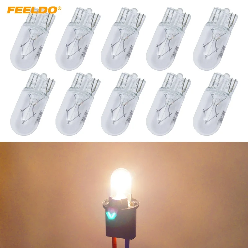

FEELDO 100Pcs Car T10 168 192 Wedge 12V 5W Halogen Bulb External Halogen Lamp Replacement Dashboard Bulb Light #FD2109