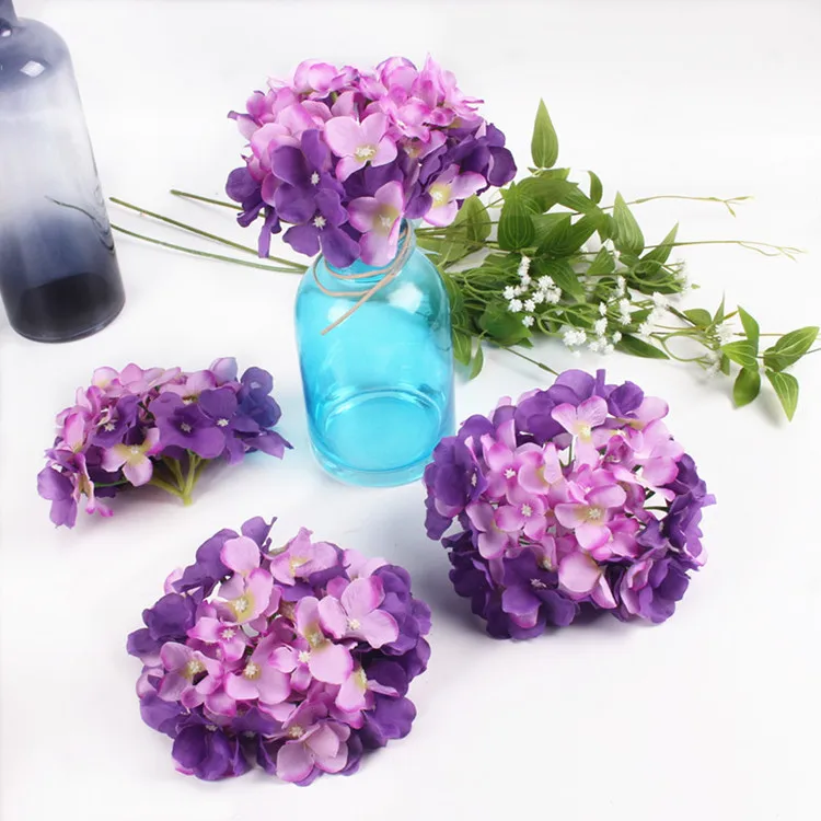 Luxury Artificial silk Hydrangea Flower Head 15cm For DIY Wedding Wall Flore Party Home accessory Decoration Flower 20colors (1)