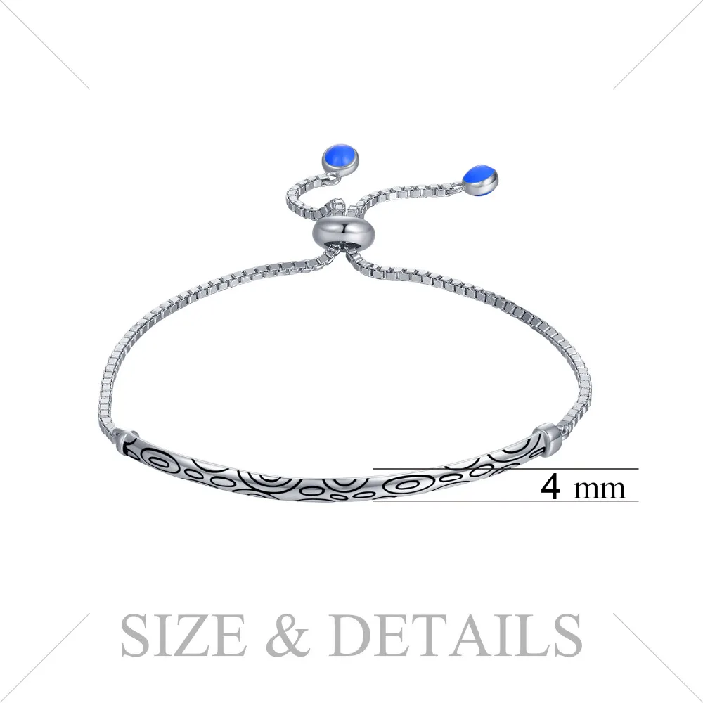 JewelryPalace 925 пробы Серебряный благоприятный облако гравировкой черной эмалью круги пузырь регулируемый браслет для женщин