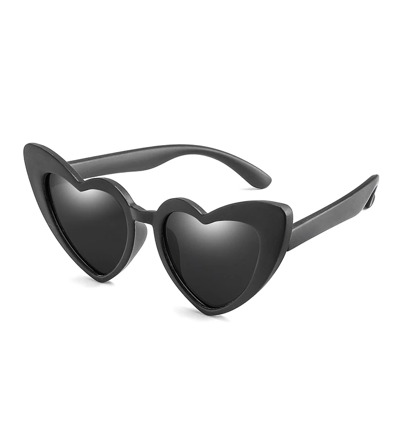 OculOsoak Детские солнечные очки для девочек для детей Сердце TR90 черный розовый красный сердце солнцезащитные очки для детей поляризованные гибкие uv400 - Цвет линз: black grey