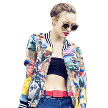 Женская Осенняя куртка со стоячим воротником с длинным рукавом Повседневное Бейсбол форма Женская мода с буквенным принтом Свободная верхняя одежда Z98