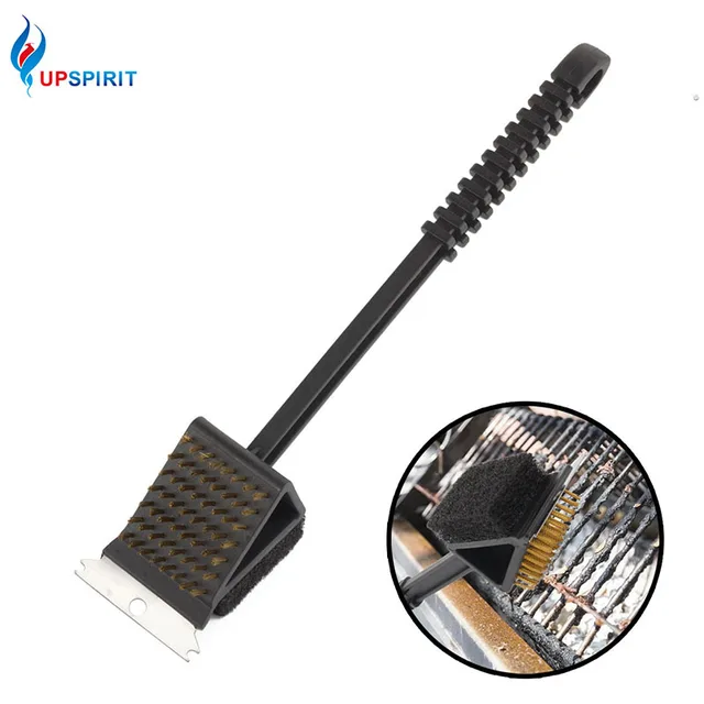 Buy Copper Wire BBQ Grill Brush Plastic Long Handle
