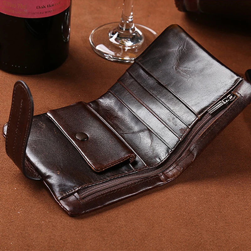 THINKTHENDO Мужской винтажный кошелек из натуральной кожи держатель для карт клатч портмоне карманы Тонкий