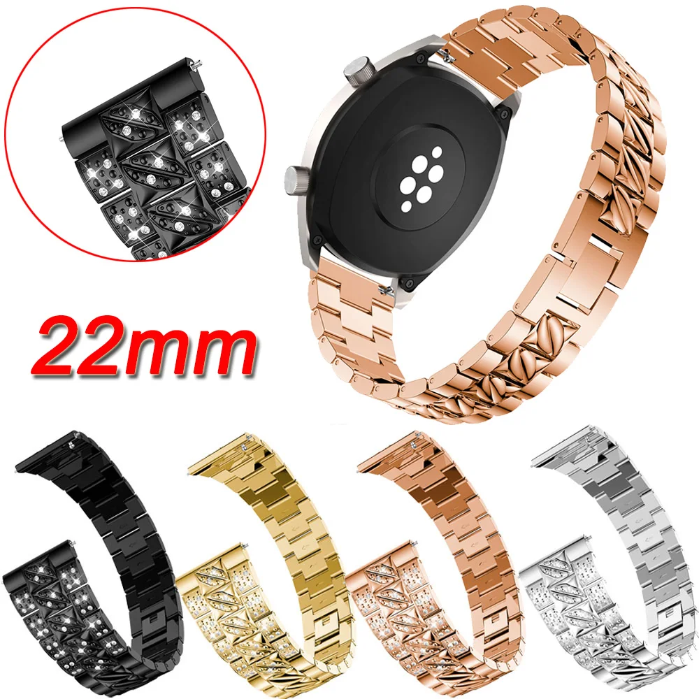 

For Samsung Galaxy Watch 46mm Stainless Steel Band Smart Watch Metal Replacement Rhinestone Bracelet Watch Strap For Gear S3