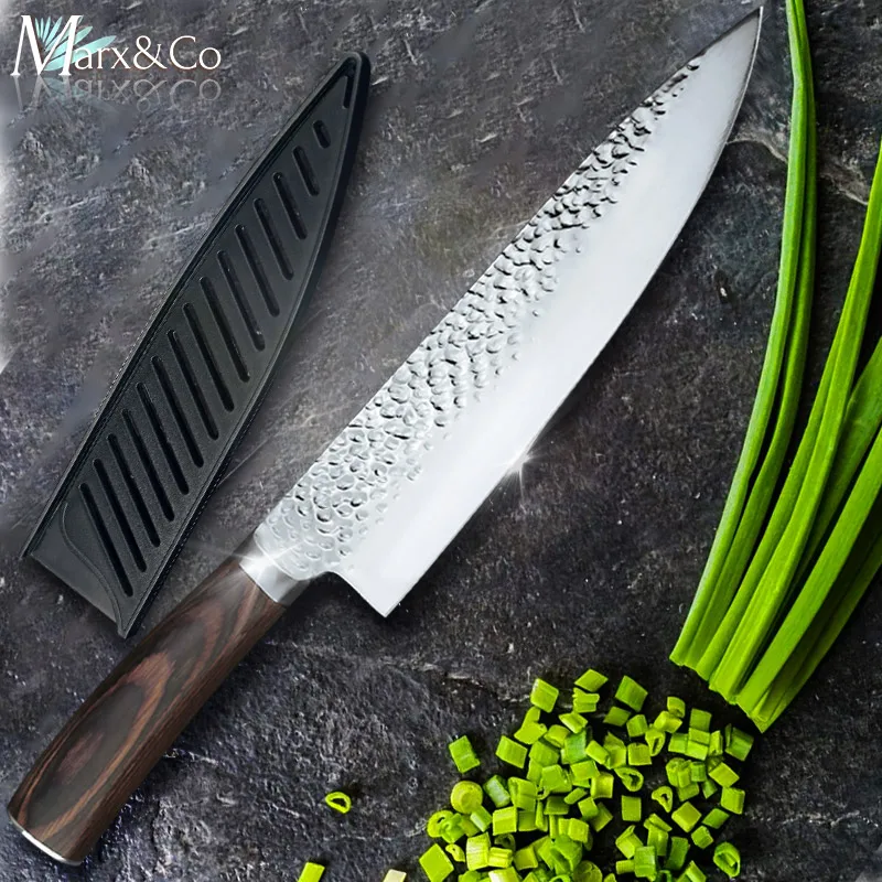 

Kitchen Knife 8 inch High Carbon Stainless Steel Professional Japanese Chef Knives 7CR17 440C Meat Santoku Knife wood handle