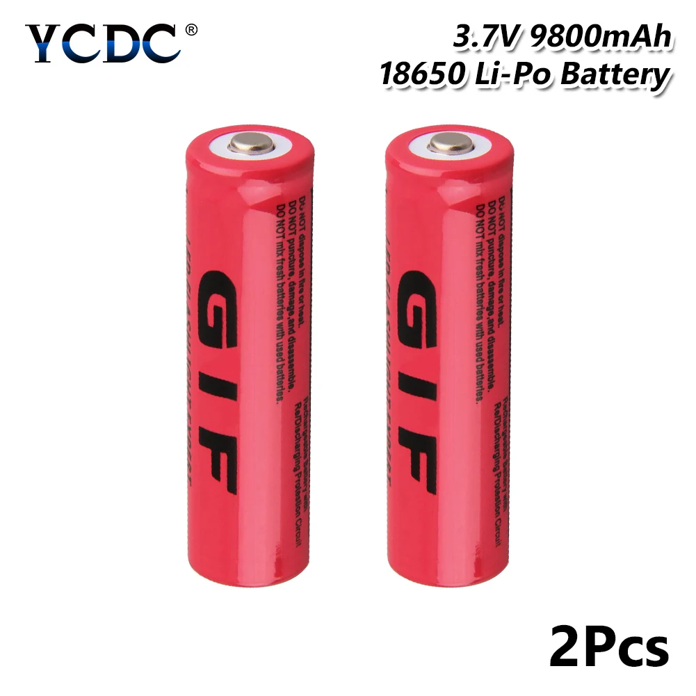 4 шт заостренный Топ GIF 18650 перезаряжаемые батареи 3,7 V 9800mAh литиевая батарея для зарядки литий-ионный Сотовый Фонарь - Цвет: 2pcs