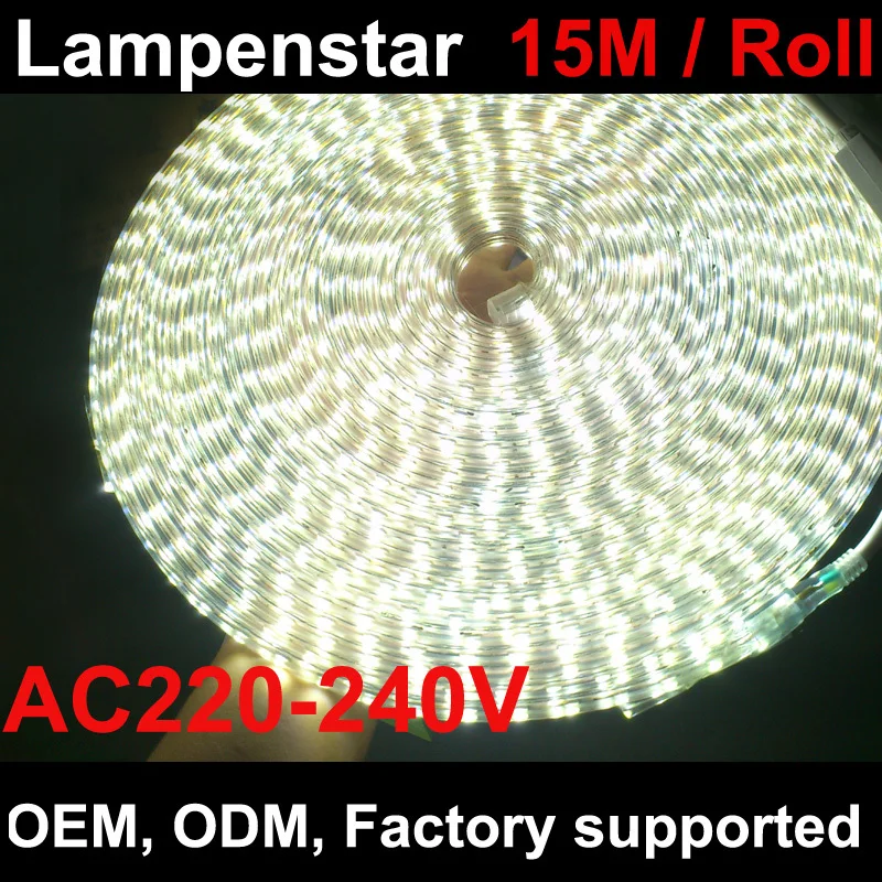 Белая светодиодная лента 15 м 60 5050SMD водонепроницаемый теплый белый/белый + Вилка