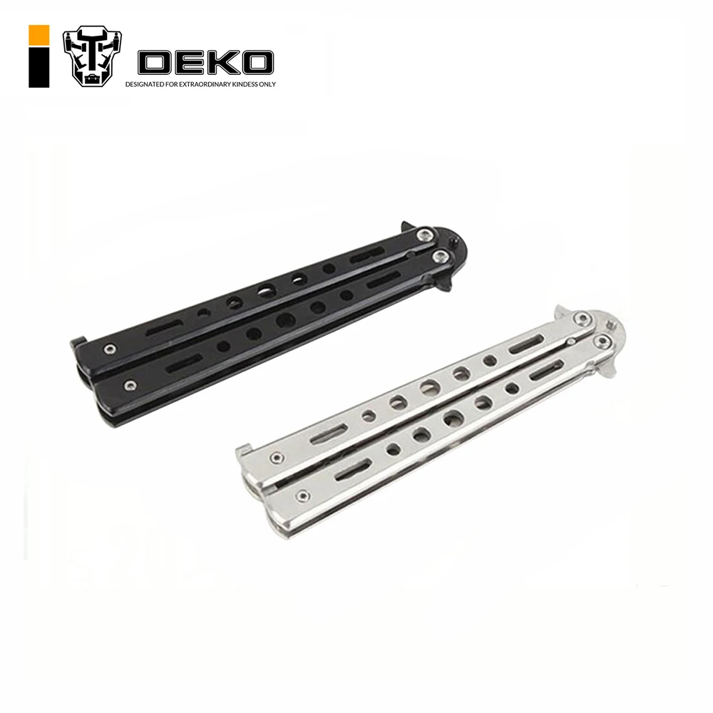 

DEKO Durable Butterfly Flail Folded Knife Training C27 Black Cutter Bladeless Steel