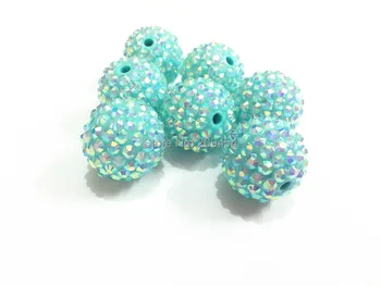

20mm 100pcs/lot TQ-color Solid With AB Effect Resin Rhinestone Ball Beads ,Chunky Beads For Kids Jewelry Making
