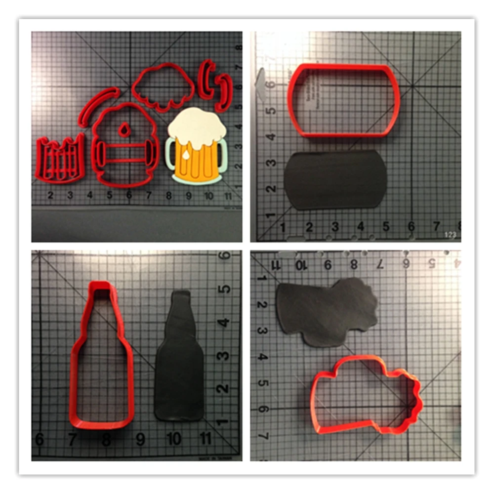 

Drink Beer Bottle Can Mug Series Cookie Cutter Set Fondant Cake Decorating Tools Custom Made 3D Printed Kitchen Accessories